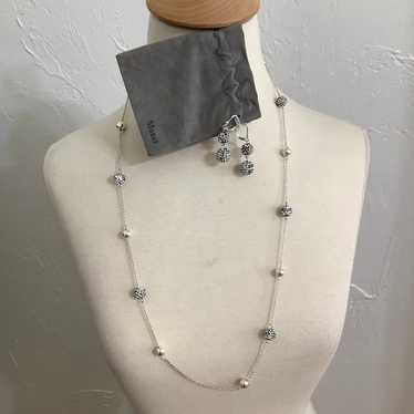 Vintage Monet necklace and earrings set in silver… - image 1