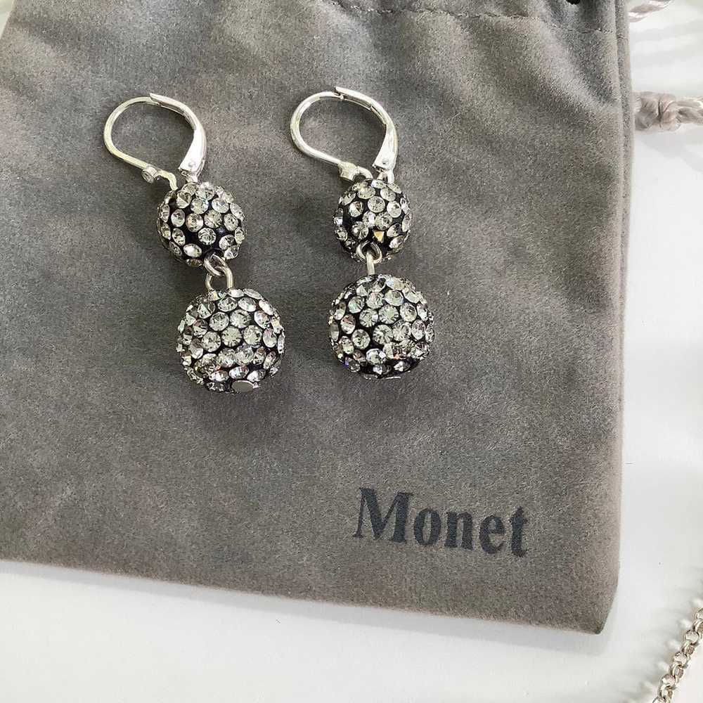 Vintage Monet necklace and earrings set in silver… - image 4