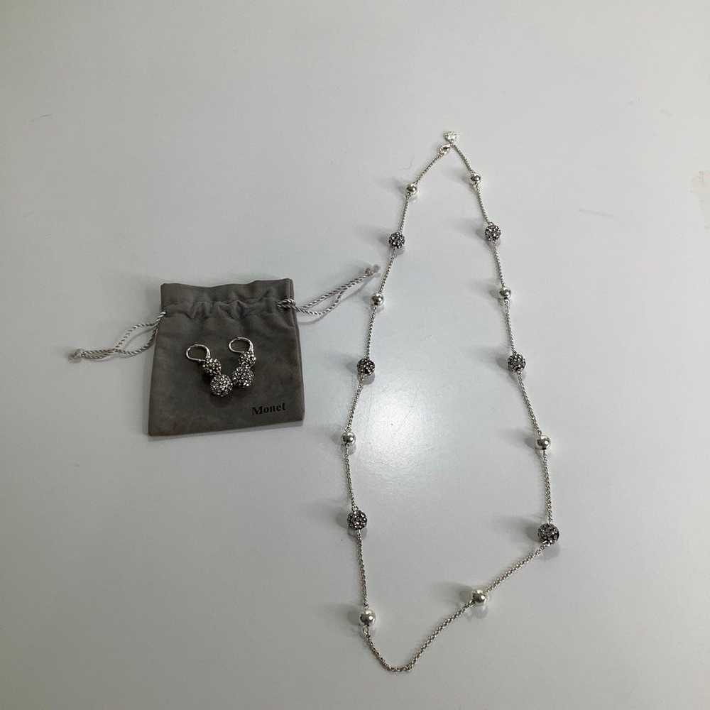 Vintage Monet necklace and earrings set in silver… - image 6