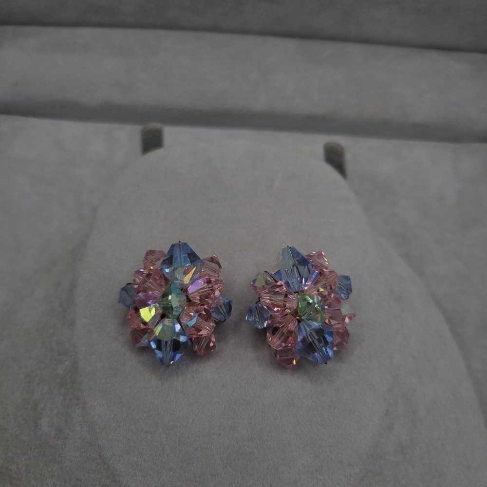 Vintage pink and blue 1960s clip on Earrings - image 4