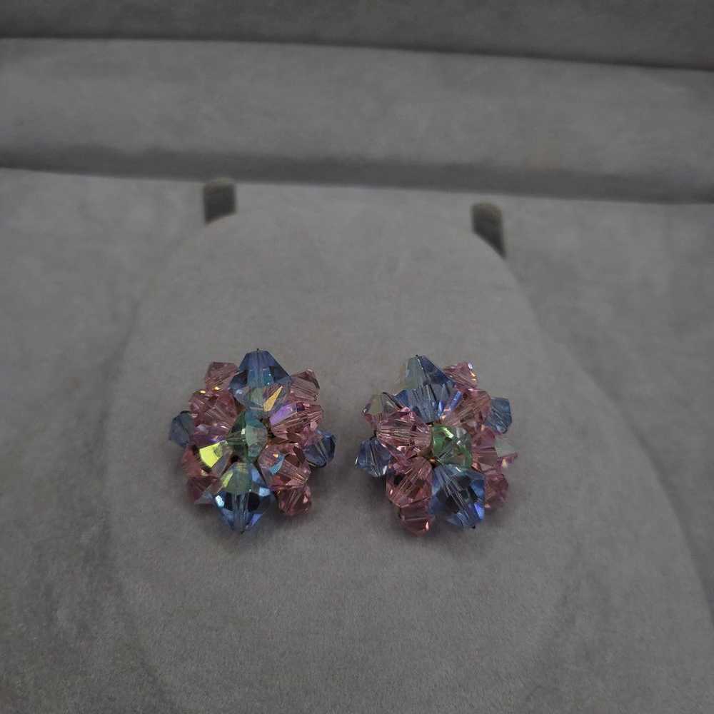 Vintage pink and blue 1960s clip on Earrings - image 5