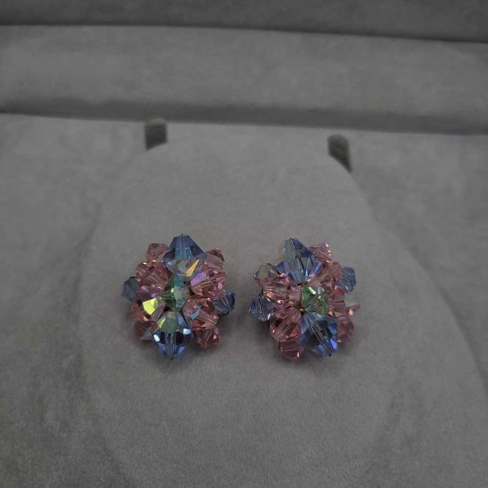 Vintage pink and blue 1960s clip on Earrings - image 6