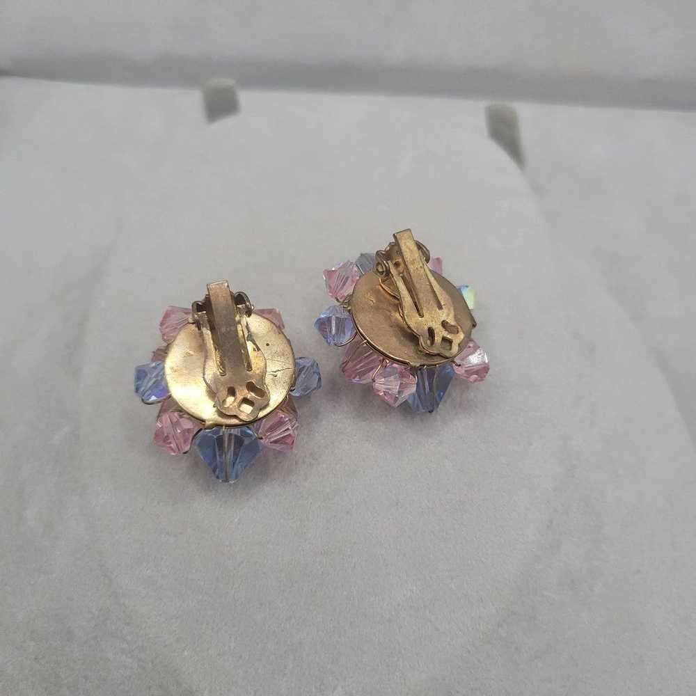 Vintage pink and blue 1960s clip on Earrings - image 8