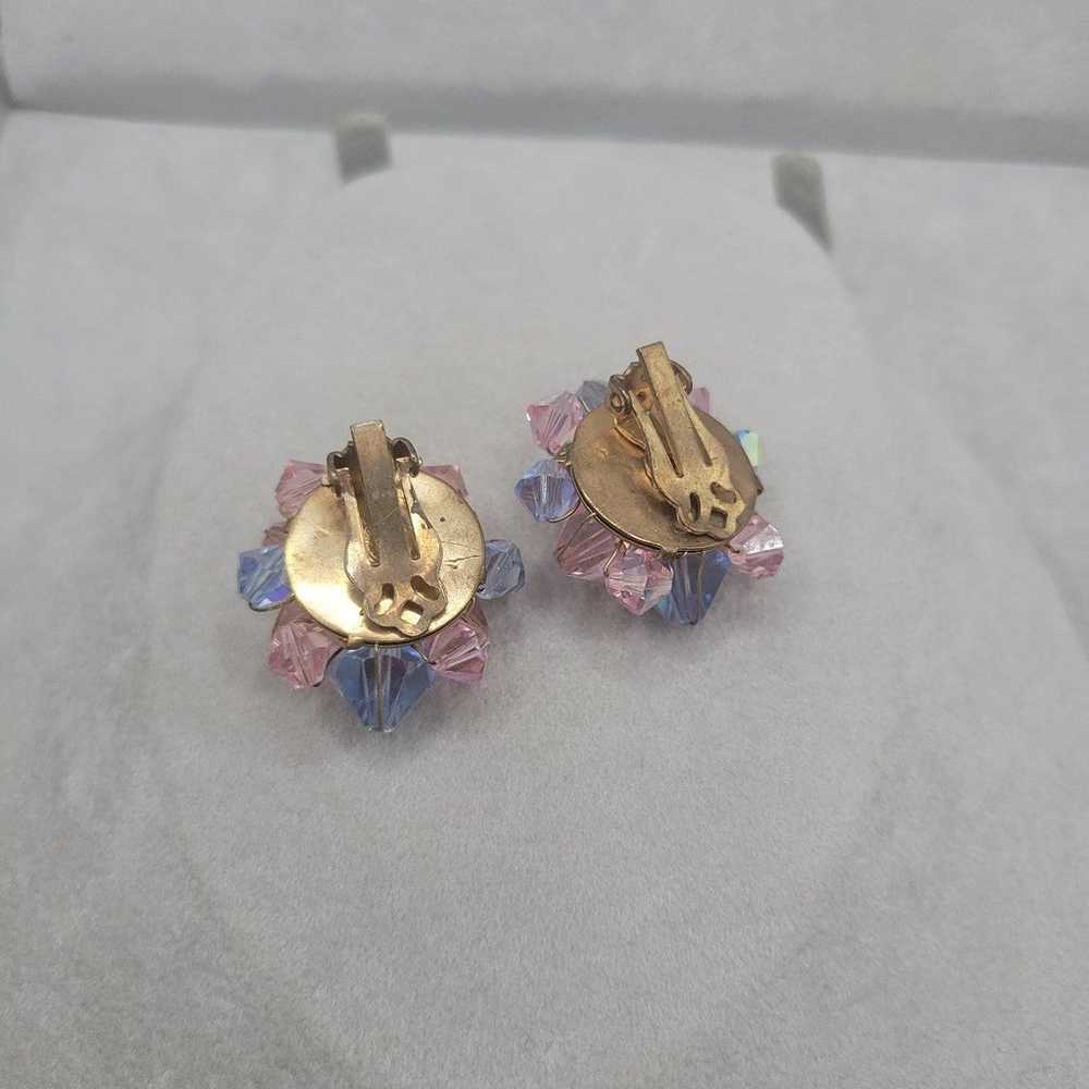 Vintage pink and blue 1960s clip on Earrings - image 9