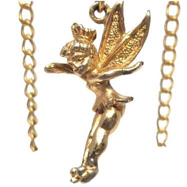 Vintage Walt Disney Tinker Bell Necklace A Golden… - image 1