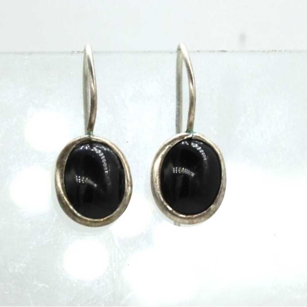 925 STERLING vintage black onyx cabachon attached… - image 1