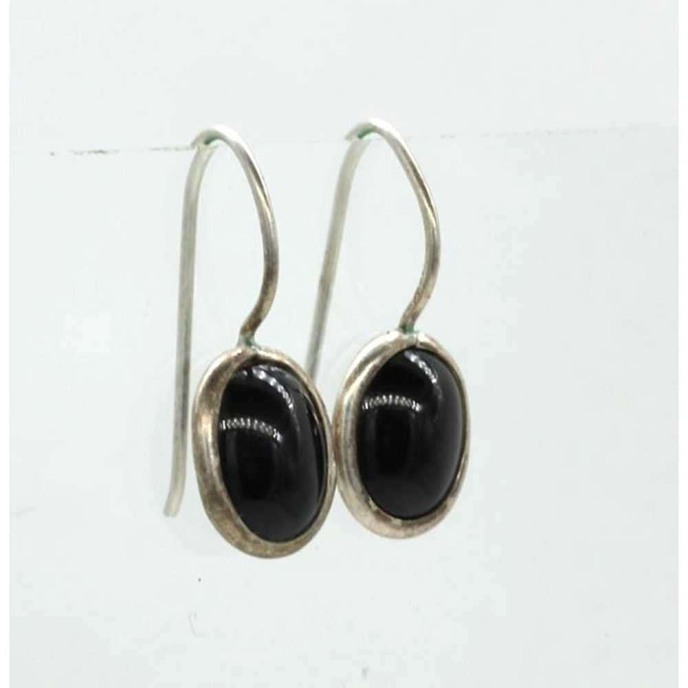 925 STERLING vintage black onyx cabachon attached… - image 2
