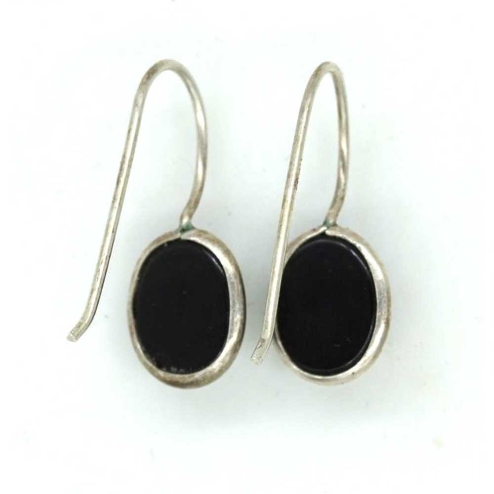925 STERLING vintage black onyx cabachon attached… - image 3