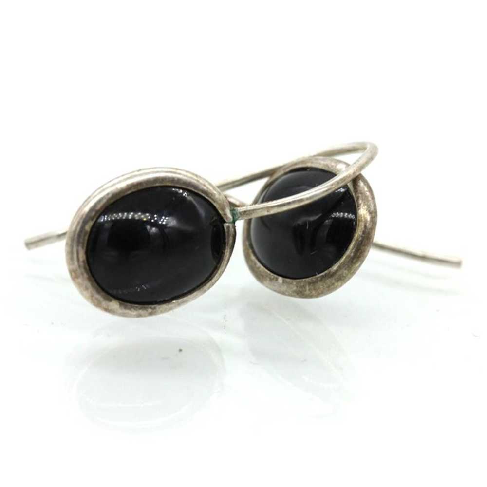 925 STERLING vintage black onyx cabachon attached… - image 5