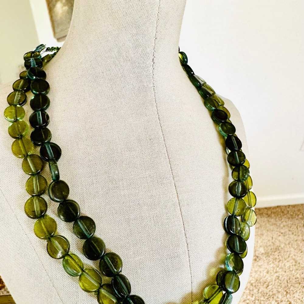 Retro green Necklace & Statement Earrings - image 2