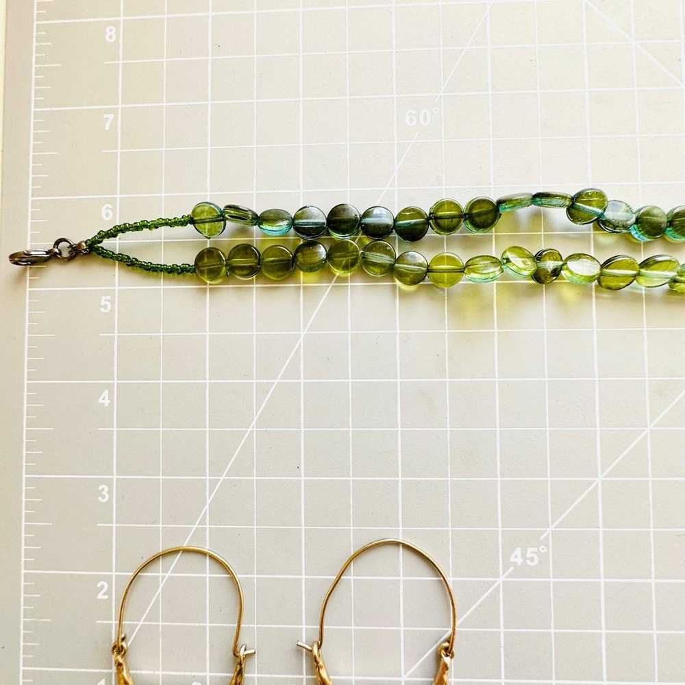Retro green Necklace & Statement Earrings - image 4