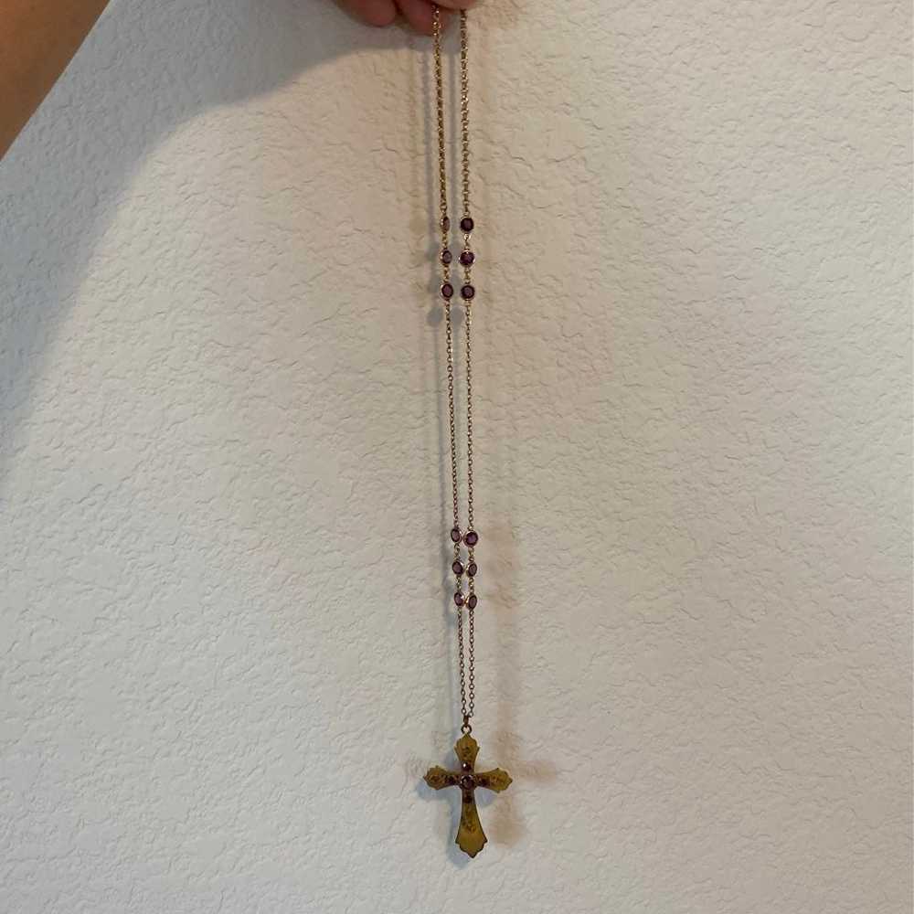 Vintage Gold Cross Necklace - image 1
