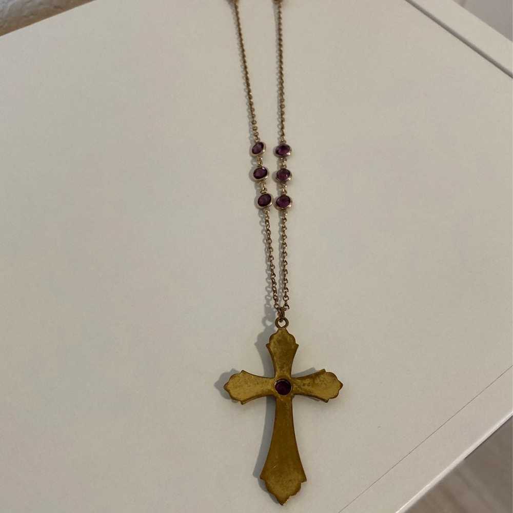 Vintage Gold Cross Necklace - image 6