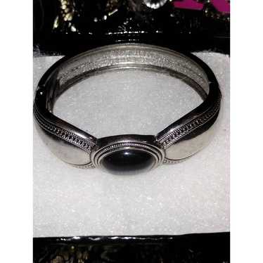 Beautiful silver vintage bracelet with black onyx… - image 1