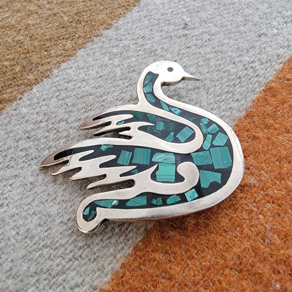 Vintage Taxco Mexico 925 Turquoise Swan - image 3