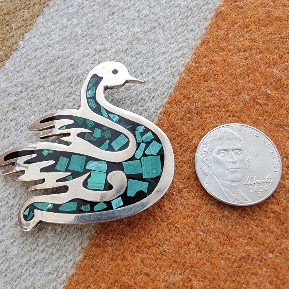 Vintage Taxco Mexico 925 Turquoise Swan - image 4