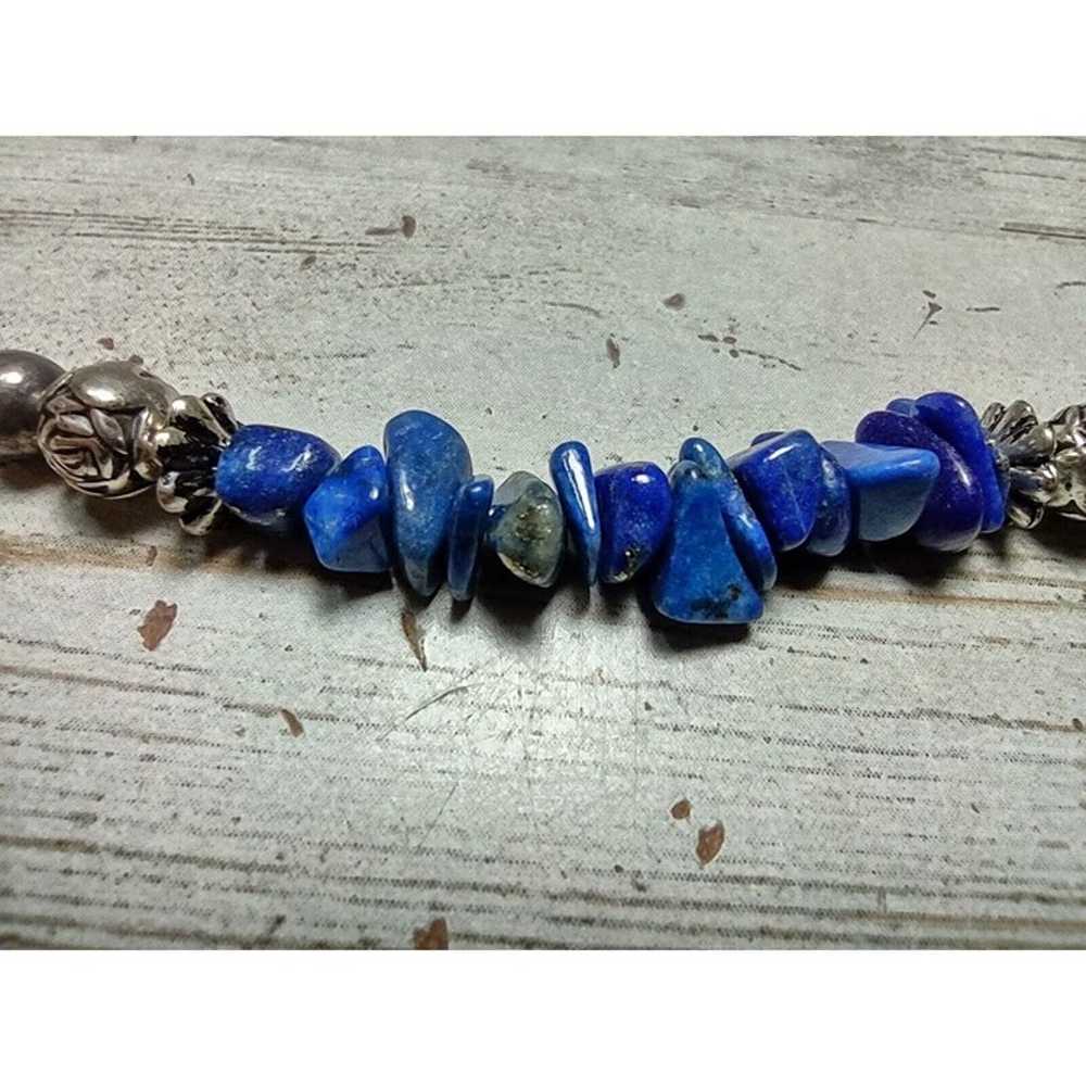 Vintage Lapis Lazuli Chip Bead Necklace and Dangl… - image 4