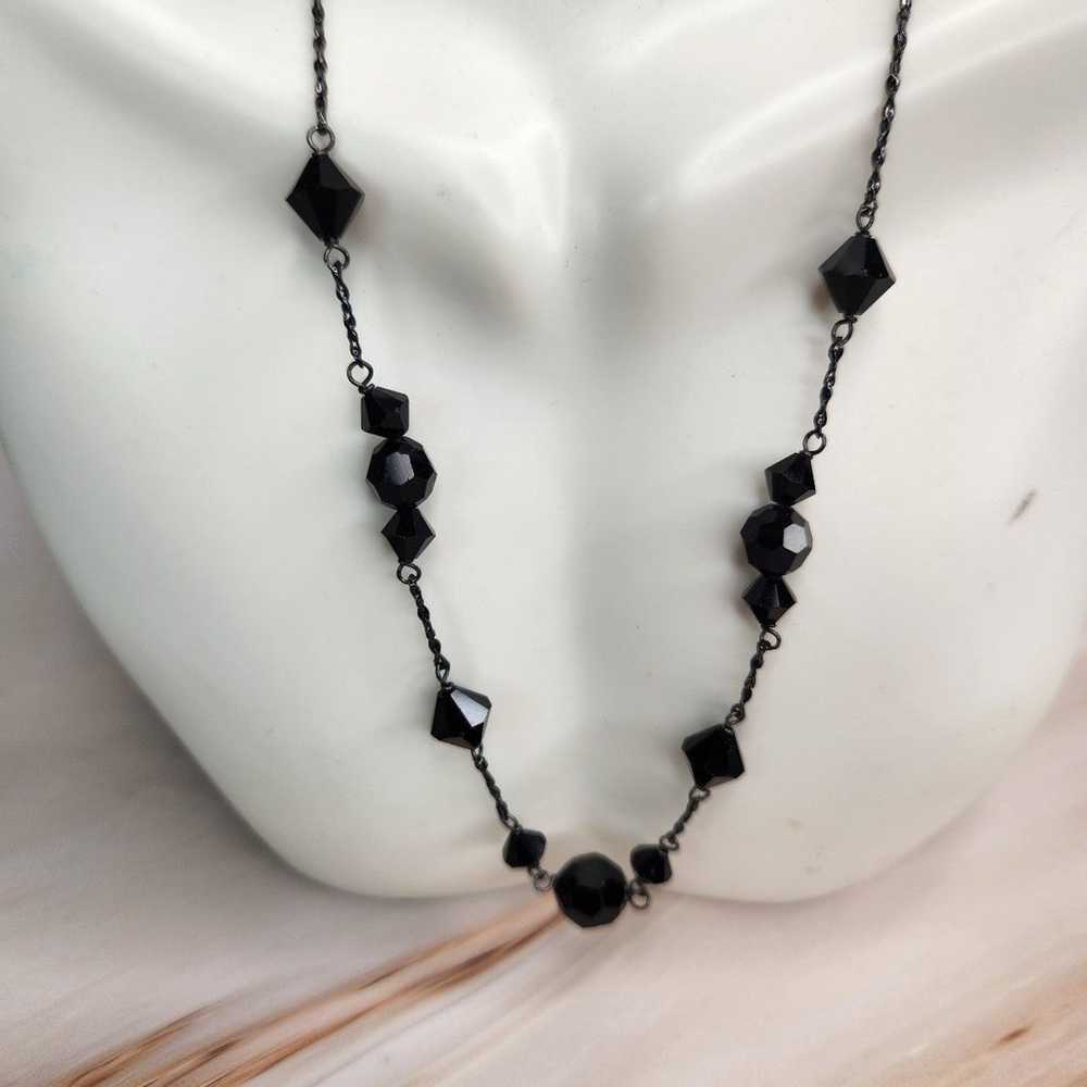 Vintage Givenchy Black Crystal Beaded Necklace - image 1