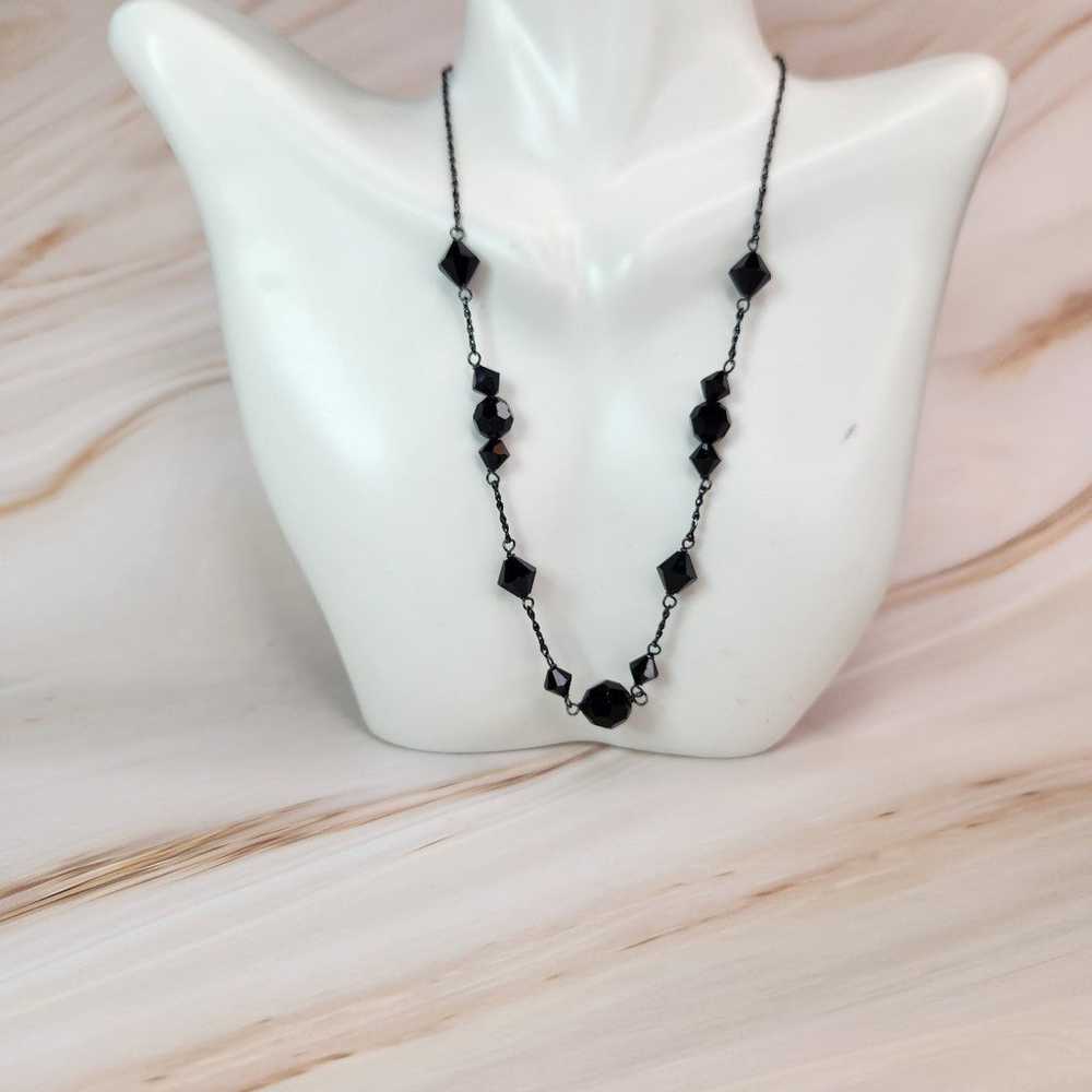 Vintage Givenchy Black Crystal Beaded Necklace - image 2