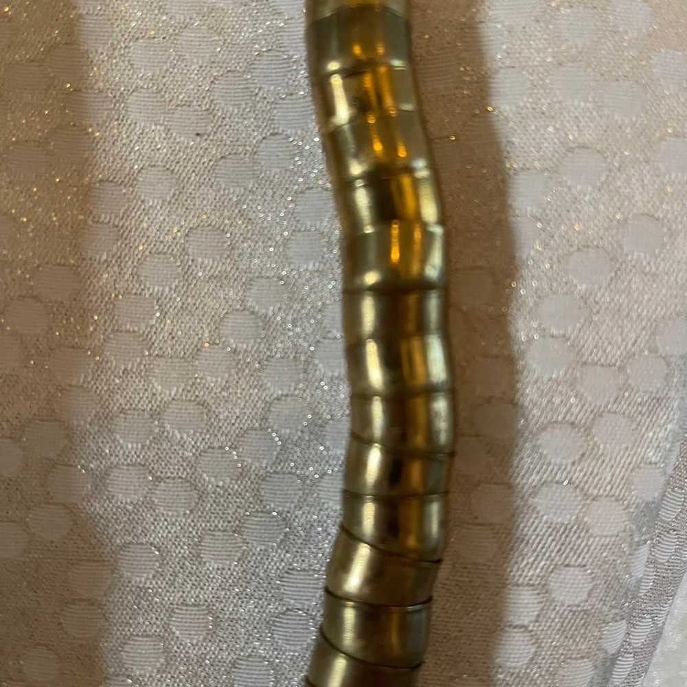 VTG 70's Silver Brass Articulated Snake Necklace … - image 3