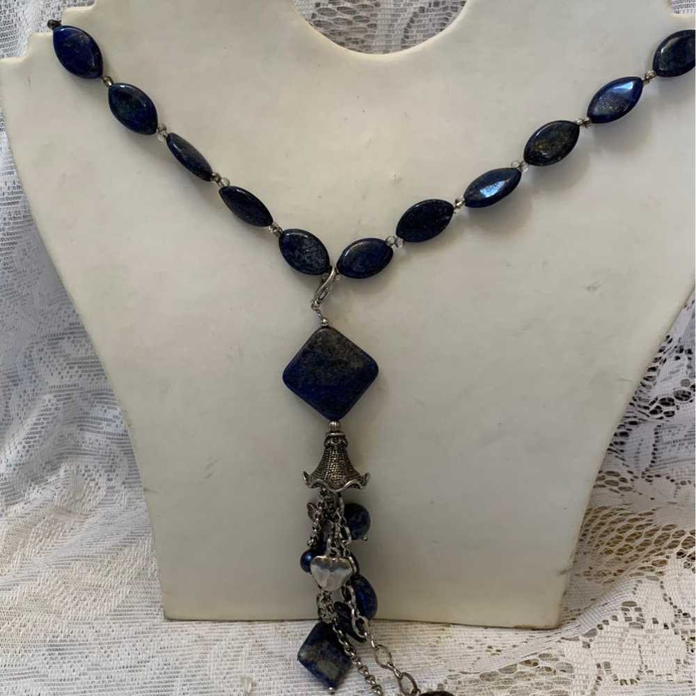 Vtg beautiful lapis lazuli necklace - image 1