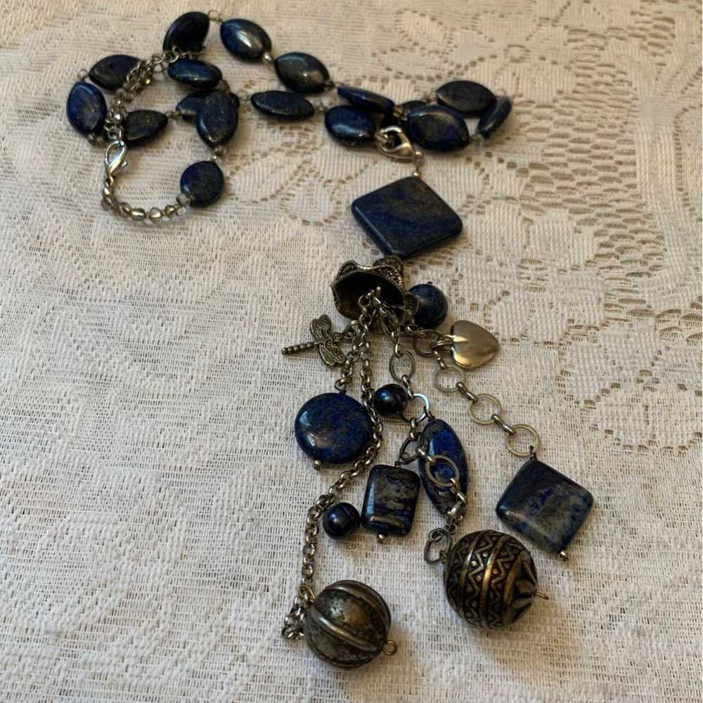 Vtg beautiful lapis lazuli necklace - image 2