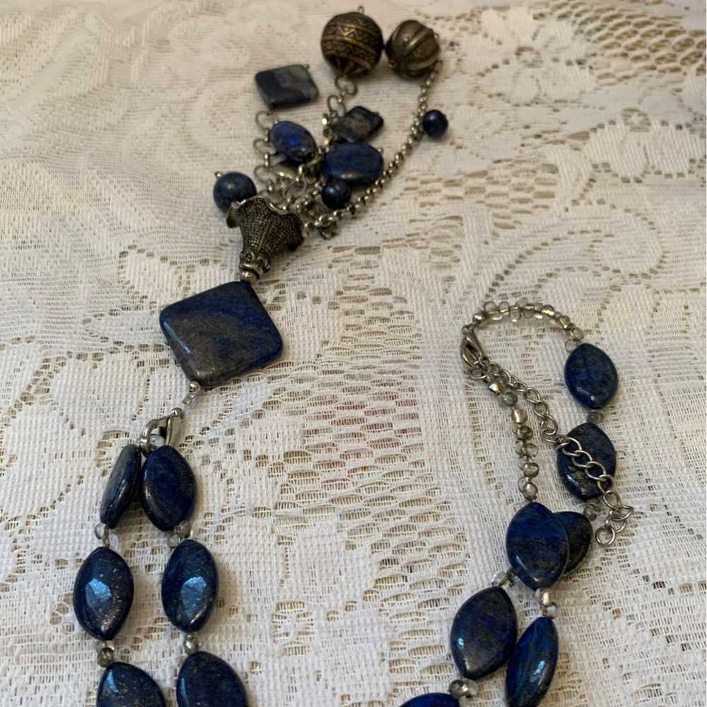 Vtg beautiful lapis lazuli necklace - image 3