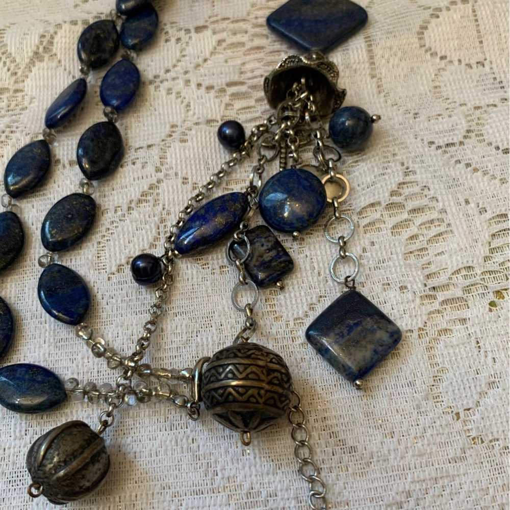 Vtg beautiful lapis lazuli necklace - image 4