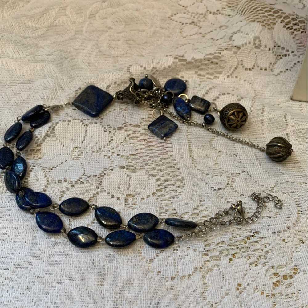 Vtg beautiful lapis lazuli necklace - image 6