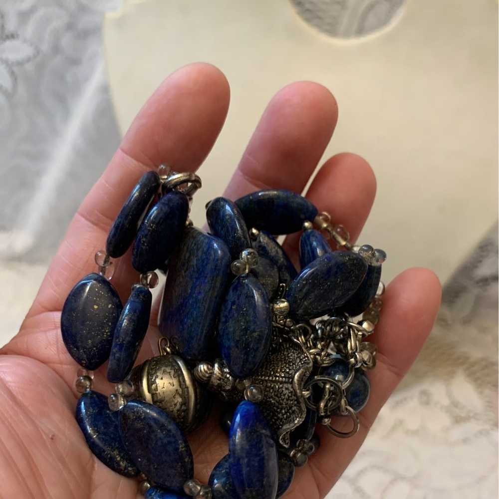 Vtg beautiful lapis lazuli necklace - image 7