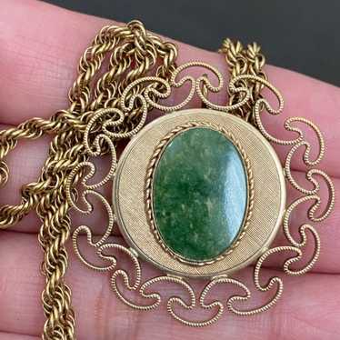 Vintage Ornate Gold-tone Pin Pendant Necklace - image 1