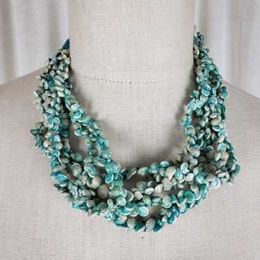 Coldwater Creek Turquoise Teal Multi-strand Shell… - image 1