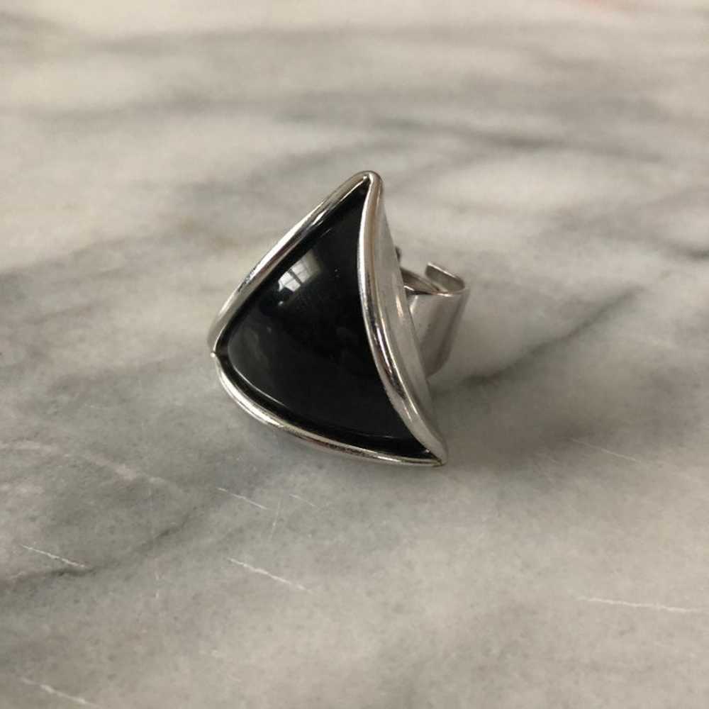 Vintage Black Triangle Ring - image 1