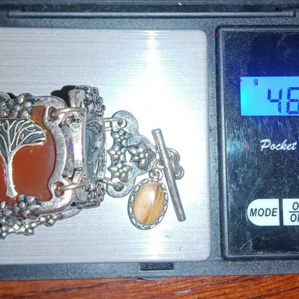 90s vintage silvertone wide peace bracelet - image 4