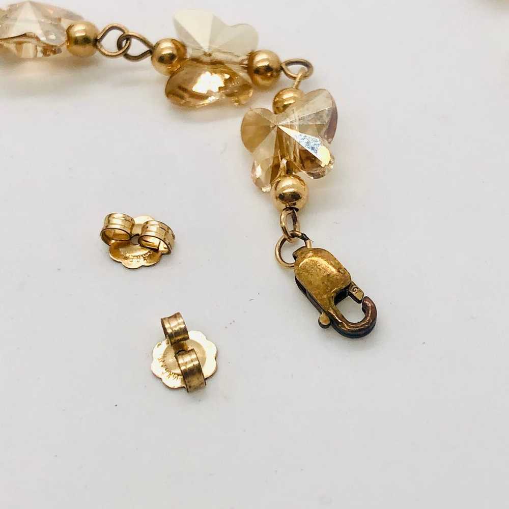 Vintage Butterfly Crystal Bracelet / Earrings - image 6