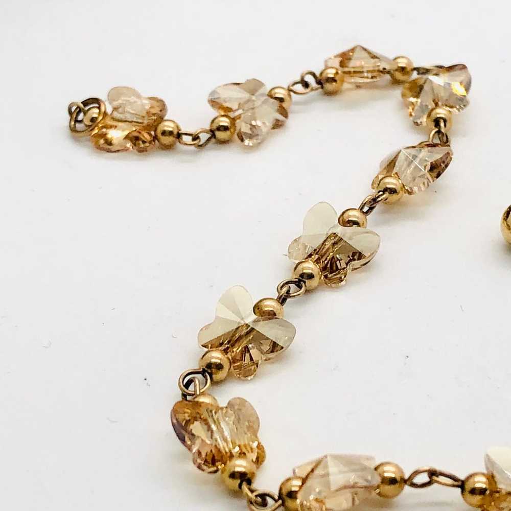 Vintage Butterfly Crystal Bracelet / Earrings - image 7