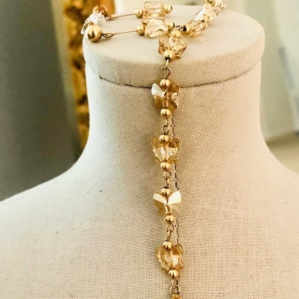 Vintage Butterfly Crystal Bracelet / Earrings - image 8