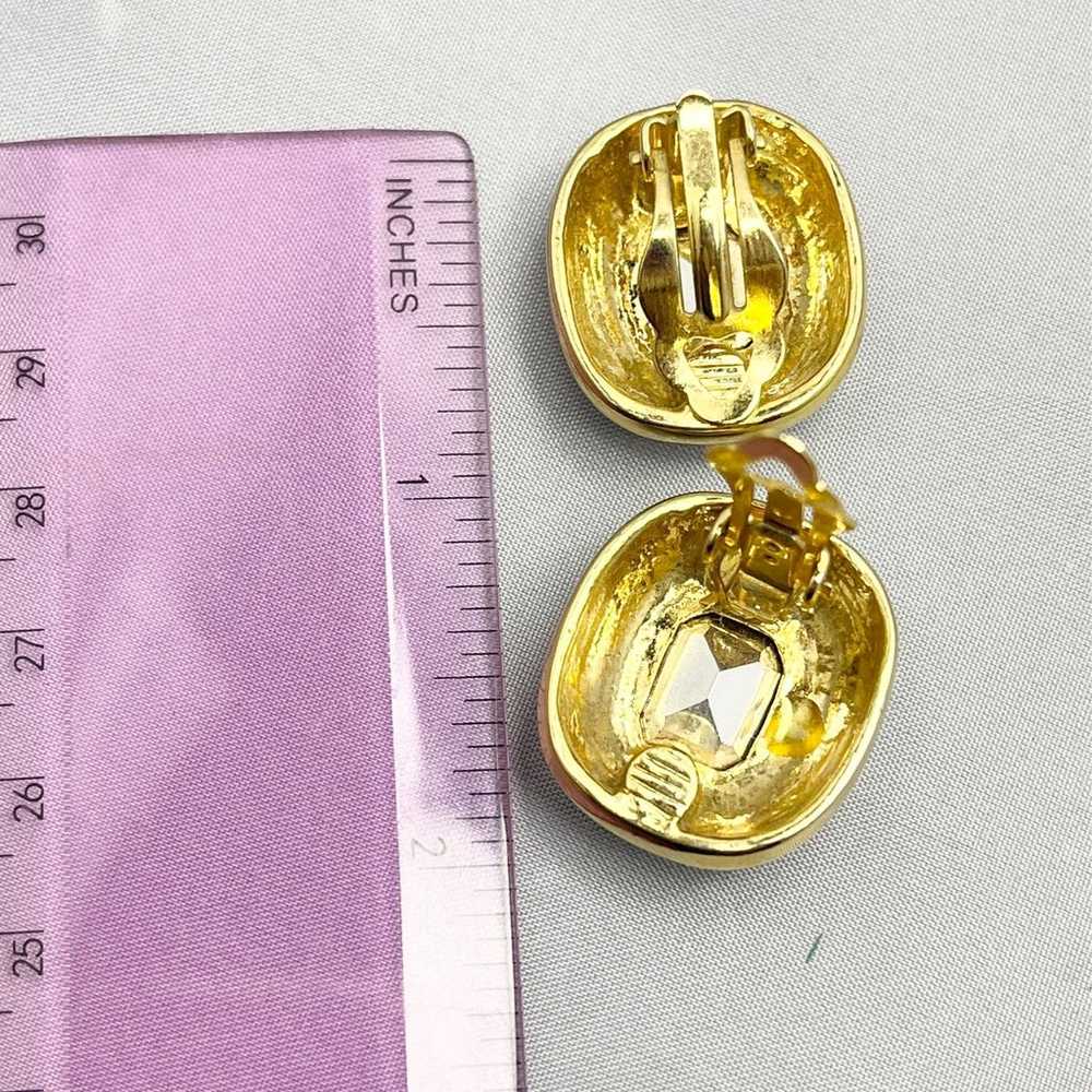 Vintage Gold & Silver Topaz Rhinestone Earrings - image 5