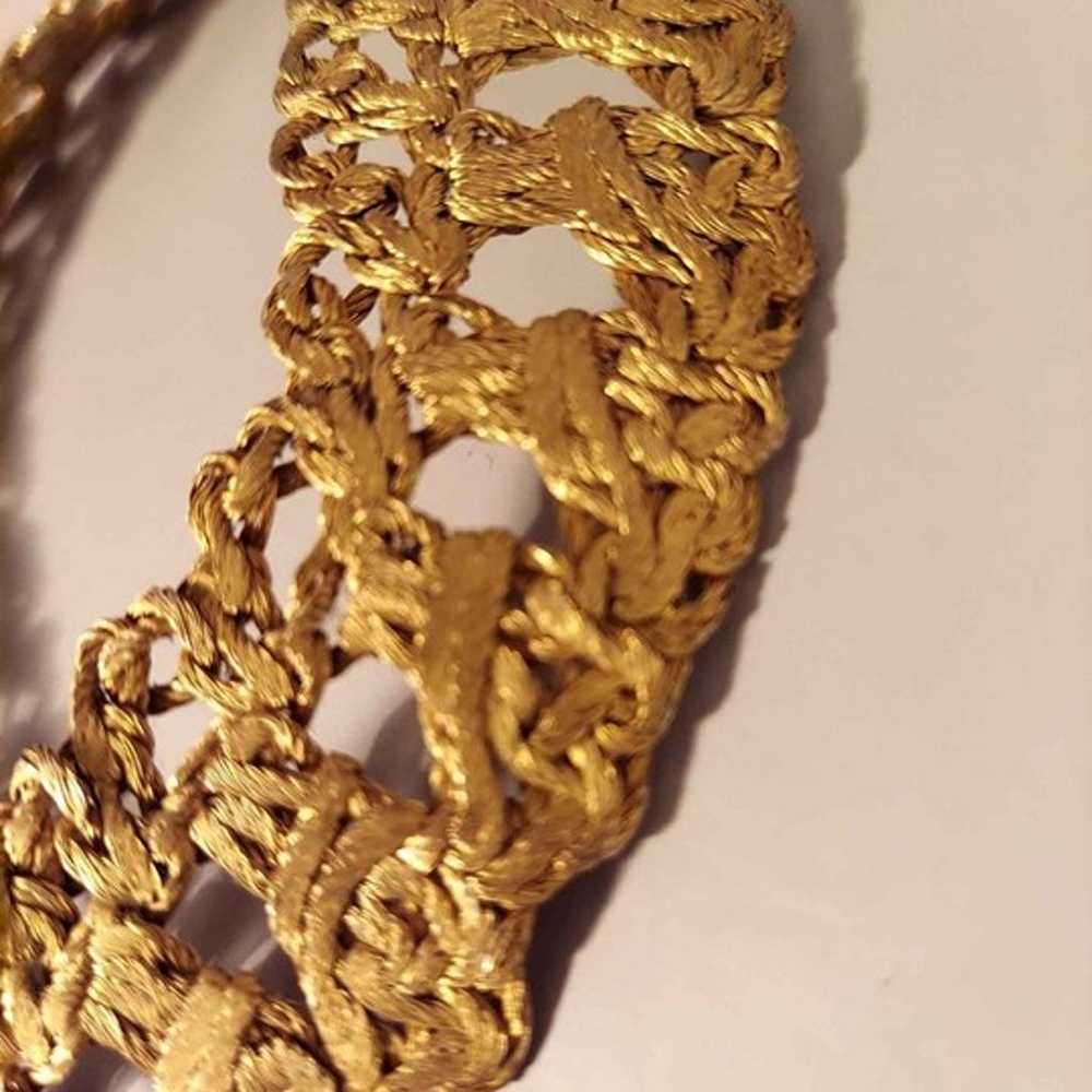 Vintage Gold Tone Woven Wire Choker Necklace - image 5