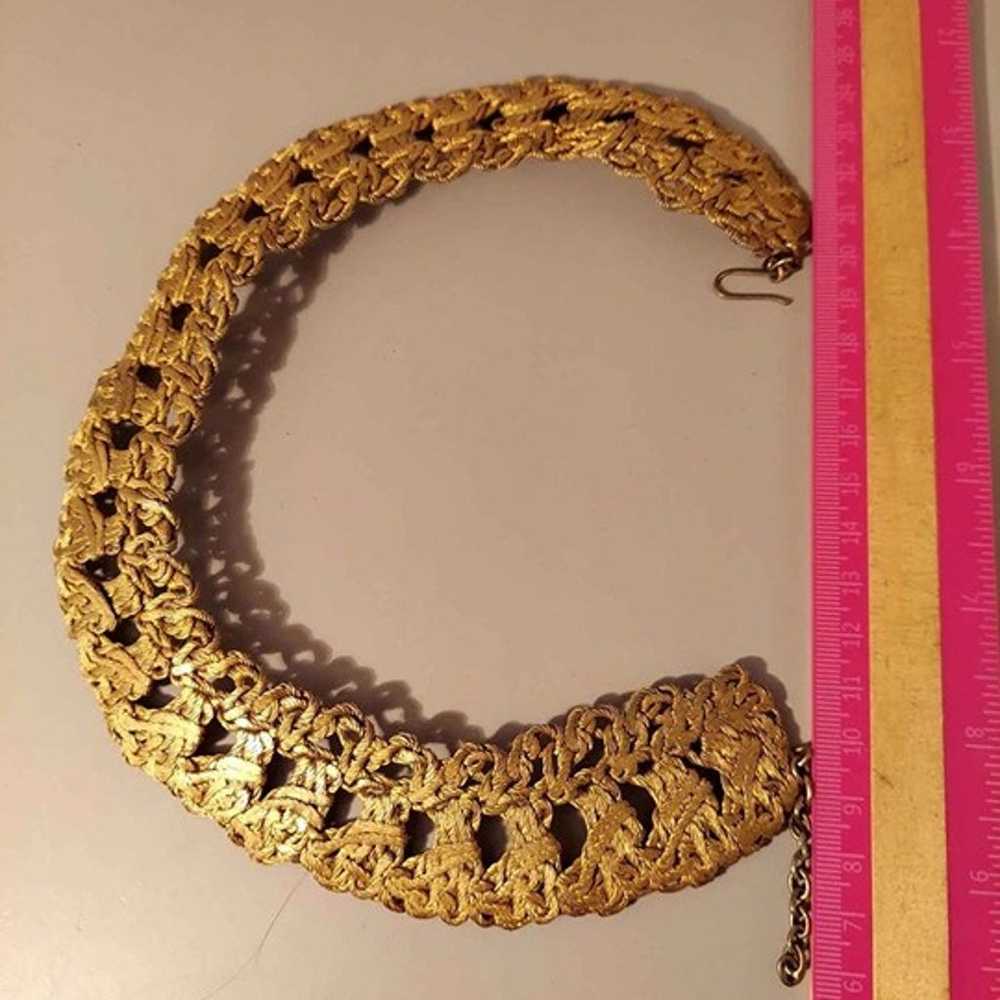 Vintage Gold Tone Woven Wire Choker Necklace - image 8