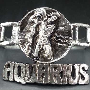 Vintage Zodiac Aquarius Clamper Bracelet - image 1