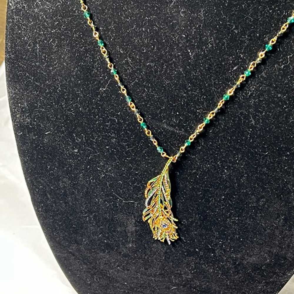 Vintage Signed PEACOCK Feather Necklace Metropoli… - image 2