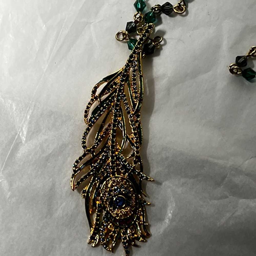 Vintage Signed PEACOCK Feather Necklace Metropoli… - image 5