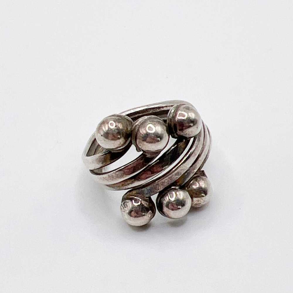 Vintage Modernist Brutalist Sterling Ring - image 2