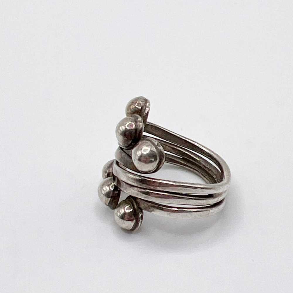 Vintage Modernist Brutalist Sterling Ring - image 3