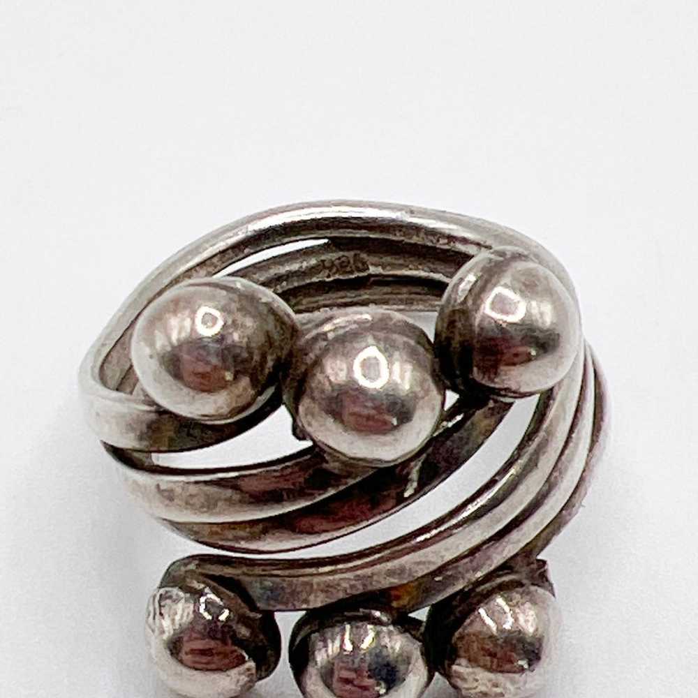 Vintage Modernist Brutalist Sterling Ring - image 4