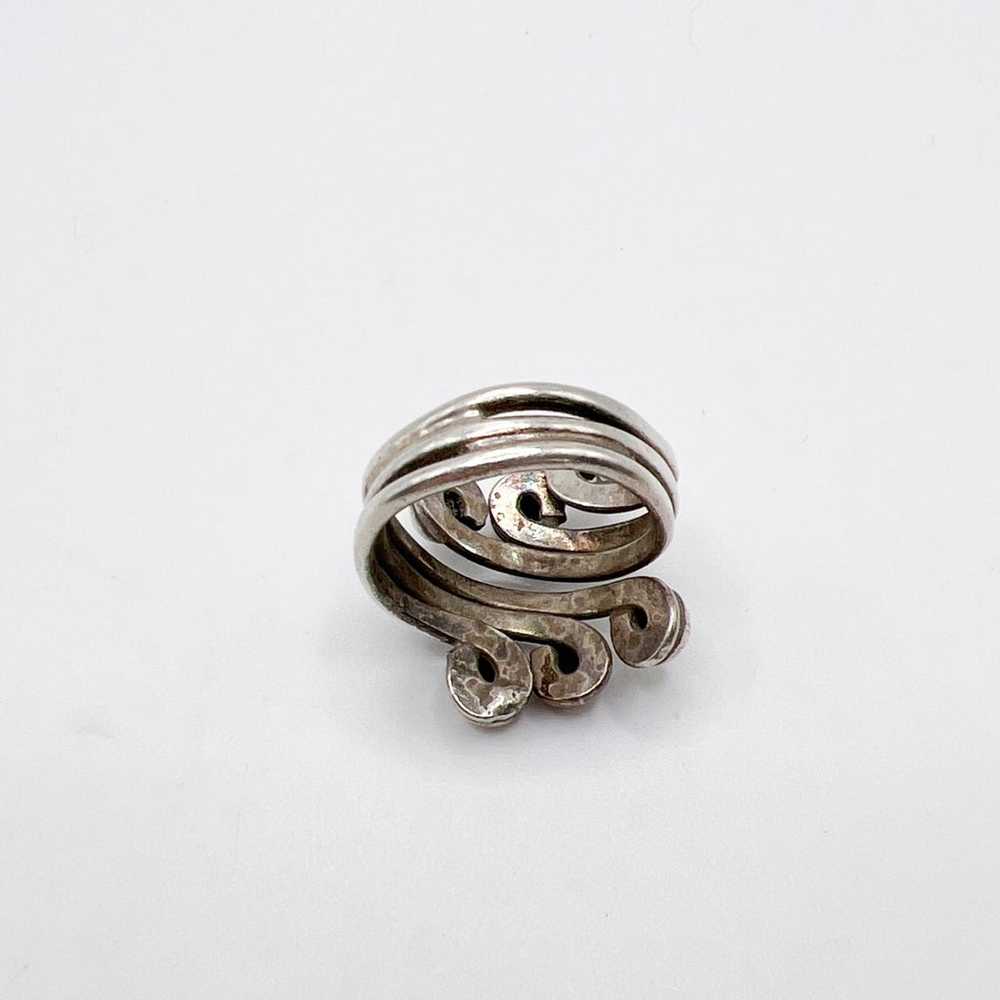 Vintage Modernist Brutalist Sterling Ring - image 5