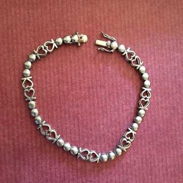 Vtg sterling silver 925 hearts bracelet