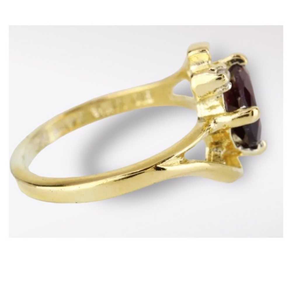 Vintage Gio Lind 14k HGE Garnet & CZ’s Gold Ring … - image 4