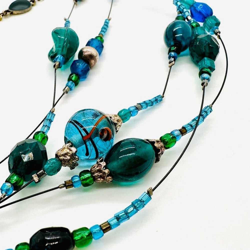 Modern Vintage Art Glass Bead & Peacock Necklace … - image 12